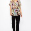 Sheer Cowl Neck Top – Neon Floral Whimsgoth