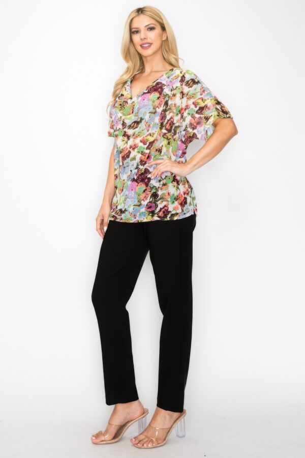 Sheer Cowl Neck Top – Neon Floral Whimsgoth