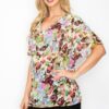 Sheer Cowl Neck Top – Neon Floral Whimsgoth
