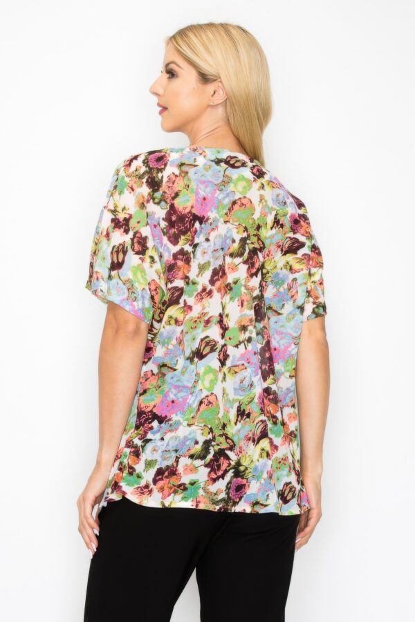 Sheer Cowl Neck Top – Neon Floral Whimsgoth