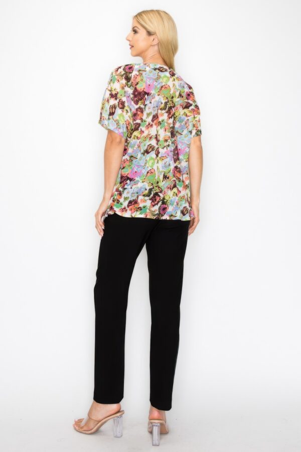 Sheer Cowl Neck Top – Neon Floral Whimsgoth