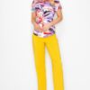 Watercolor Belted Blouse with Snap Front – Short Sleeve