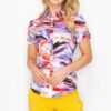 Watercolor Belted Blouse with Snap Front – Short Sleeve