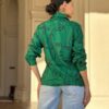 Face-Print Long Sleeve Button-Down Blouse