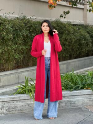Clover Fine-Knit Midi Cardigan with Pockets