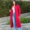 Clover Fine-Knit Midi Cardigan with Pockets