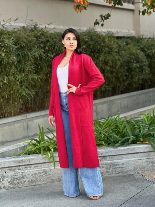 Clover Fine-Knit Midi Cardigan with Pockets
