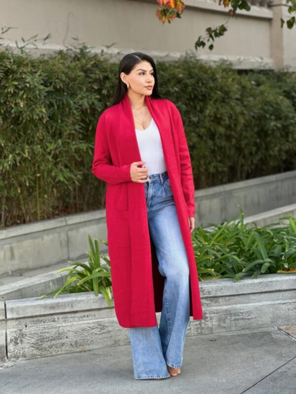 Clover Fine-Knit Midi Cardigan with Pockets