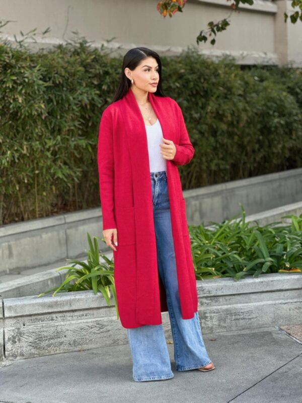 Clover Fine-Knit Midi Cardigan with Pockets