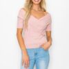 Off-Shoulder Crisscross Ribbed Top – Fitted Cotton Blend