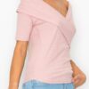 Off-Shoulder Crisscross Ribbed Top – Fitted Cotton Blend