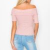 Off-Shoulder Crisscross Ribbed Top – Fitted Cotton Blend