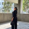 Wide-Leg Pants & Front-Tie Long Sleeve Set