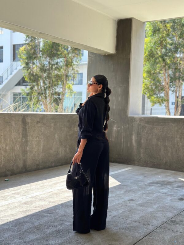Wide-Leg Pants & Front-Tie Long Sleeve Set