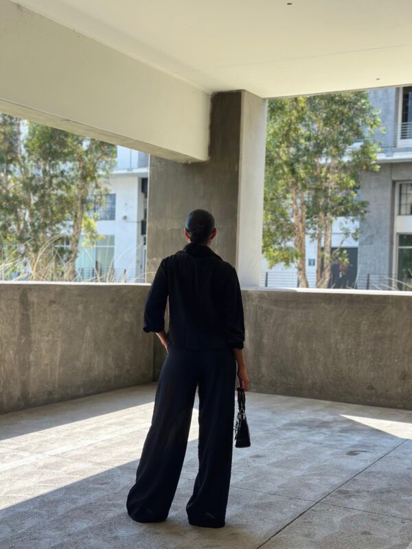Wide-Leg Pants & Front-Tie Long Sleeve Set