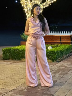 Satin Wide-Leg Pants & Floral Sleeveless Top Set