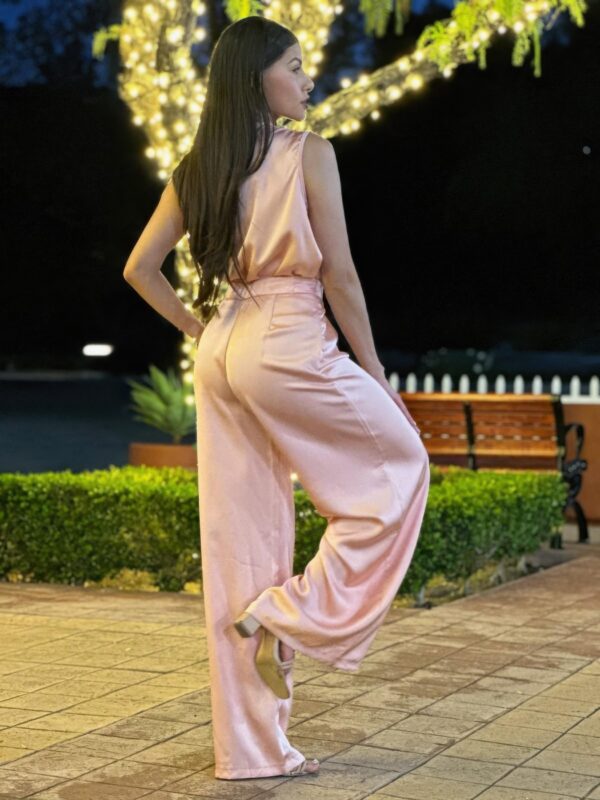 Satin Wide-Leg Pants & Floral Sleeveless Top Set