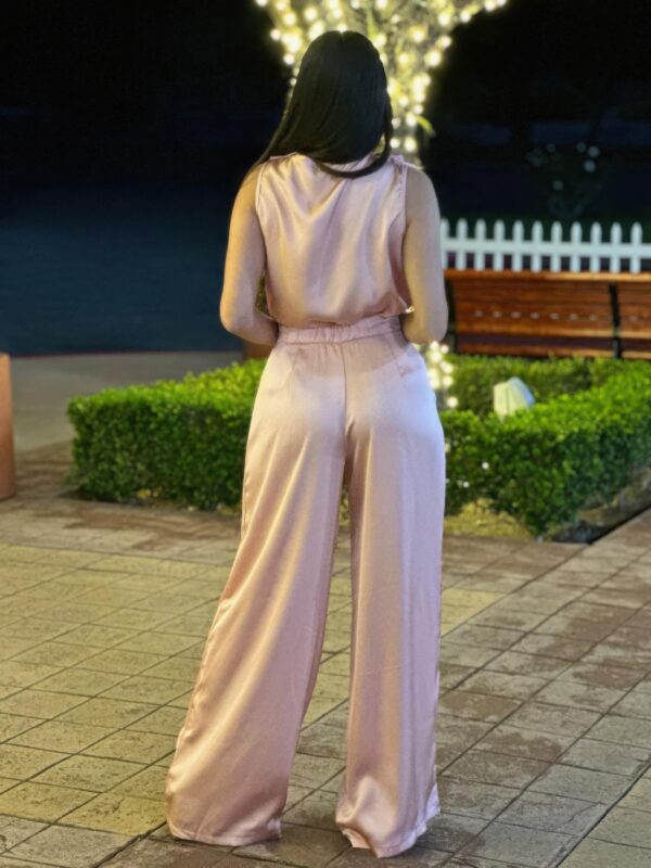 Satin Wide-Leg Pants & Floral Sleeveless Top Set