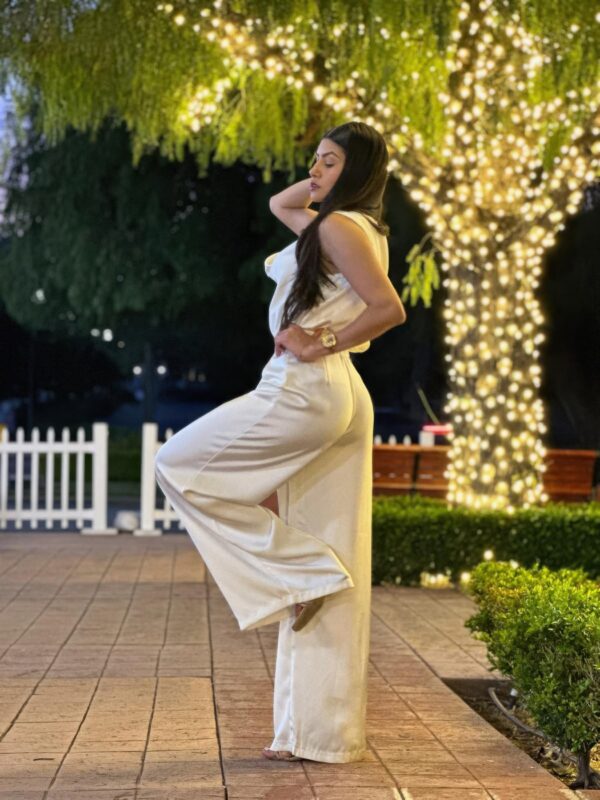 Satin Wide-Leg Pants & Floral Sleeveless Top Set