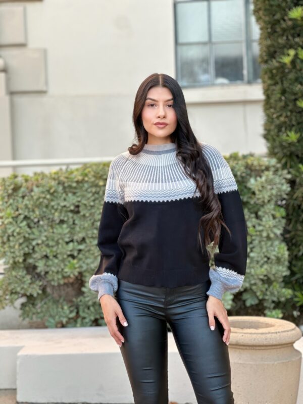 Neutral Color-Block Knit Pull-On Sweater