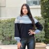 Neutral Color-Block Knit Pull-On Sweater