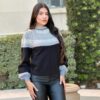 Neutral Color-Block Knit Pull-On Sweater