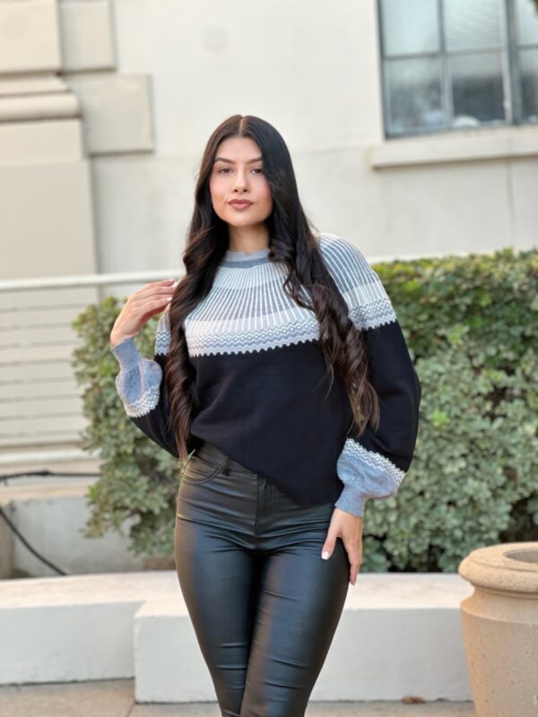Neutral Color-Block Knit Pull-On Sweater