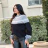 Neutral Color-Block Knit Pull-On Sweater