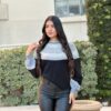 Neutral Color-Block Knit Pull-On Sweater