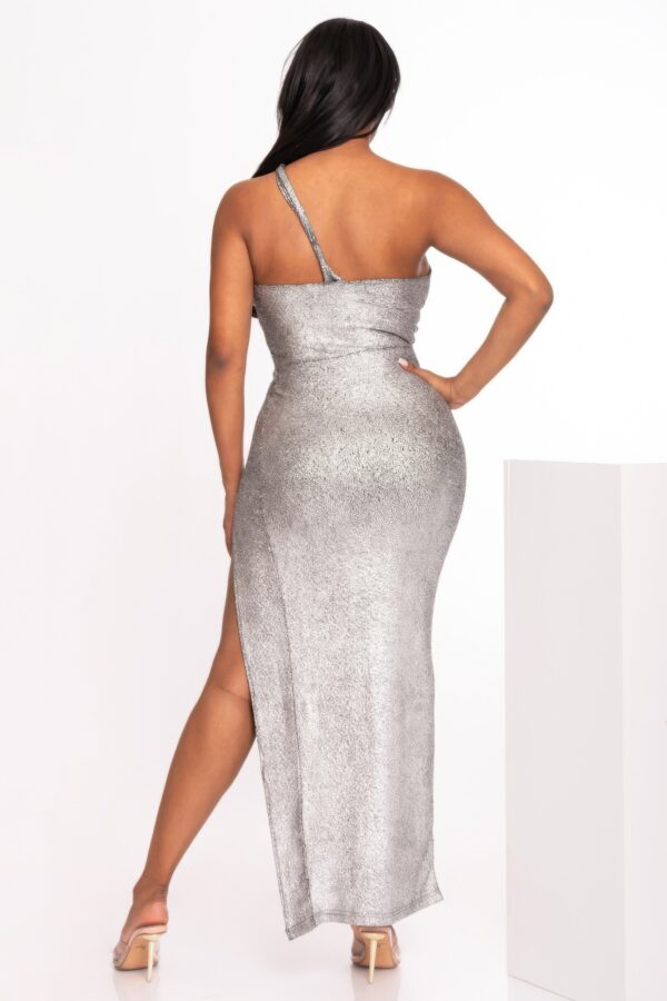 One-Shoulder Slit Maxi Dress – Lined Stretch Silhouette