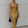 One-Shoulder Slit Maxi Dress – Lined Stretch