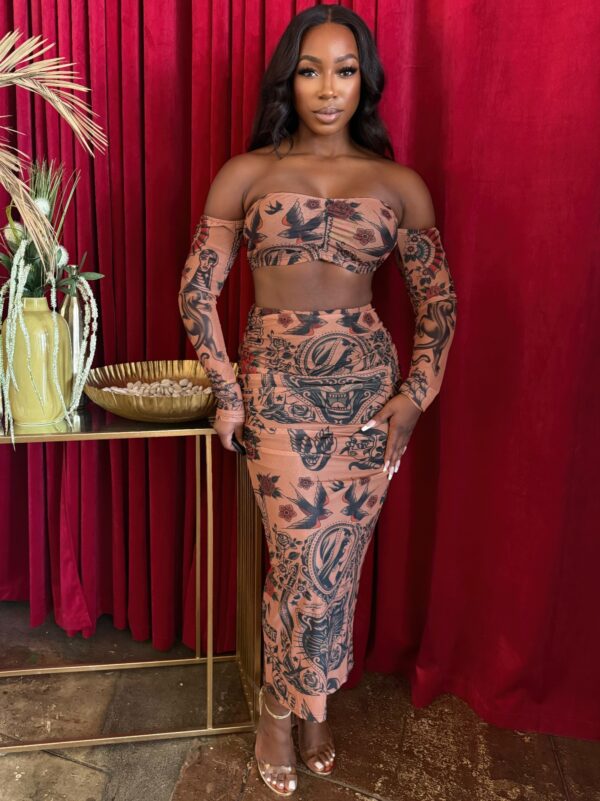Boho Inked Muse Bandeau & Maxi Set – Sienna Ink