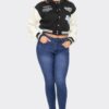 Y2K Patchwork Varsity Jacket – Snap Collar Detail