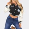 Y2K Patchwork Varsity Jacket – Snap Collar Detail
