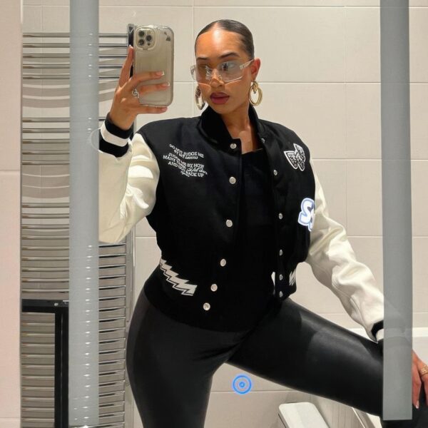 Y2K Patchwork Varsity Jacket – Snap Collar Detail