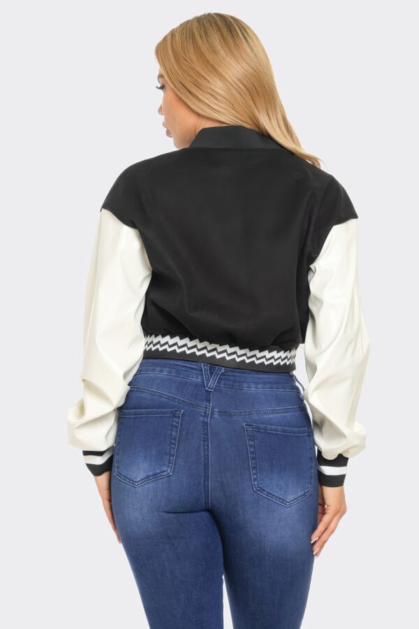 Y2K Patchwork Varsity Jacket – Snap Collar Detail