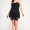 Plus Size Off-the-Shoulder Lace Overlay Dress – Asymmetrical Hem