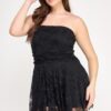 Plus Size Off-the-Shoulder Lace Overlay Dress – Asymmetrical Hem