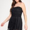 Plus Size Off-the-Shoulder Lace Overlay Dress – Asymmetrical Hem