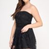 Plus Size Off-the-Shoulder Lace Overlay Dress – Asymmetrical Hem
