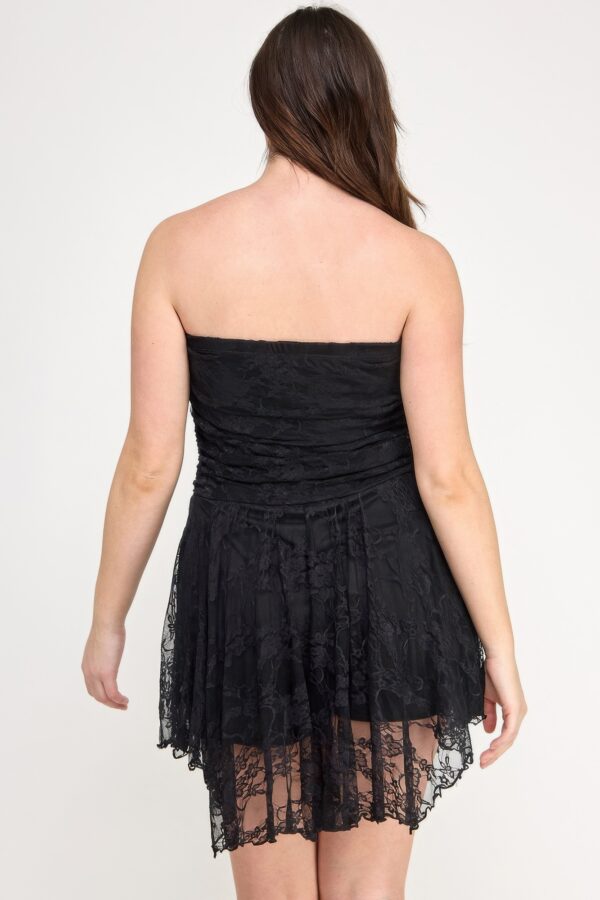 Plus Size Off-the-Shoulder Lace Overlay Dress – Asymmetrical Hem