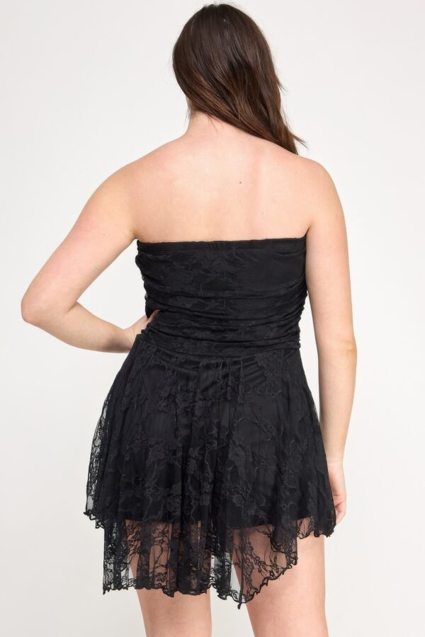 Plus Size Off-the-Shoulder Lace Overlay Dress – Asymmetrical Hem