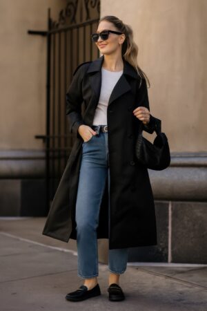 Lined Long-Sleeve Trench Coat for Women – Tailored