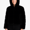 Cropped Faux Fur Hooded Jacket – Ivory Paneling