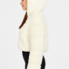 Ivory Faux Fur Hooded Jacket – Cropped Zip-Up