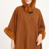 Hooded Cape with Plush Faux Fur Trim – Black