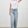 Mid-Rise Straight Jeans with Piping Detail