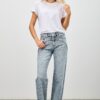 Mid-Rise Straight Jeans with Piping Detail