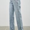 Mid-Rise Straight Jeans with Piping Detail