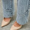 Mid-Rise Straight Jeans with Piping Detail